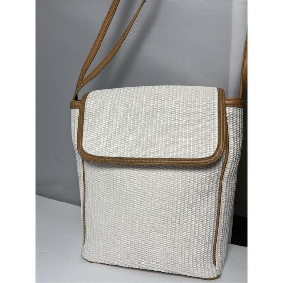 Vintage Fossil 1954 Woven Shoulder Crossbody Bag Purse White - Picture 2 of 8